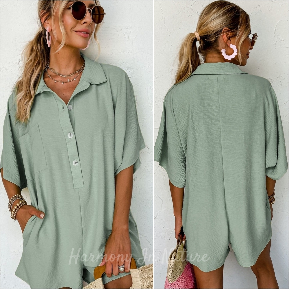 Harmony In Nature Sage Green Romper